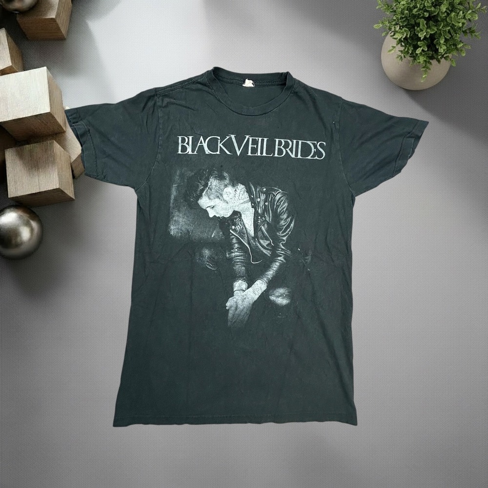 Black Veil Brides Andy Biersack Graphic Band T-Shirt Faded Black Emo Grunge L/XL